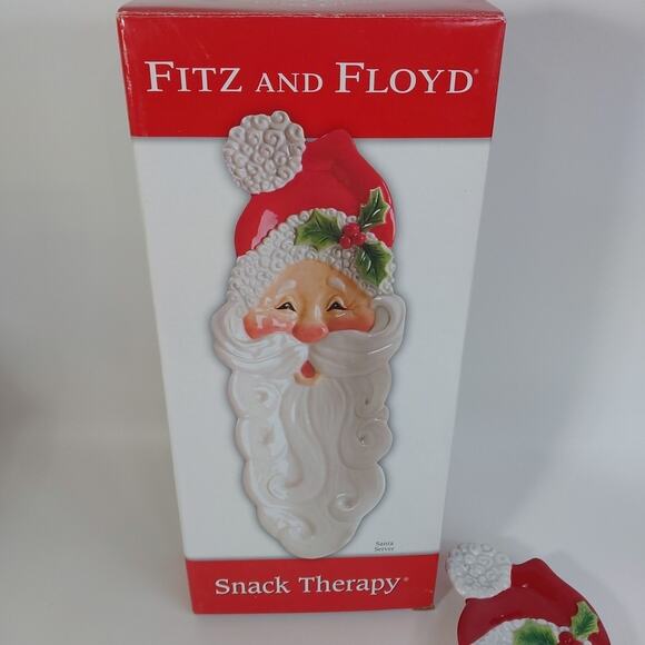 FITZ AND FLOYD Santa Snack Therapy Serving Dish Platter Tray‎ Plate 13.5" W/ Box - Picture 2 of 4